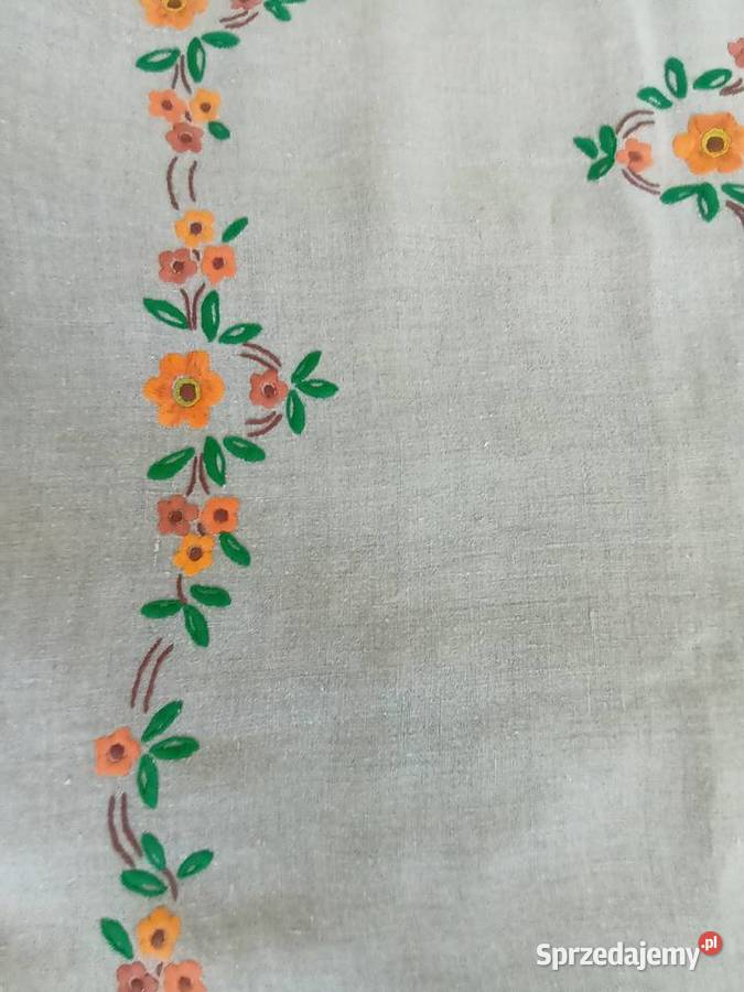 obrus ręczny haft bogaty bławatkowy cudny na pomorskie Gdańsk sprzedam