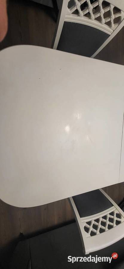 Stól rozkladany 100x400 bialy z 10 krzesłami Dębica