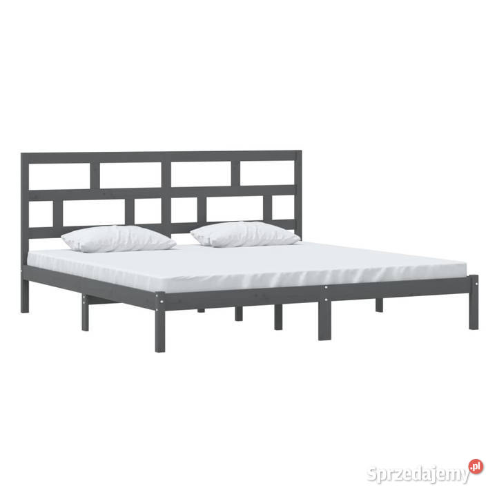 Rama łóżka szara lite drewno sosnowe 200 x 200 Łóżka mazowieckie