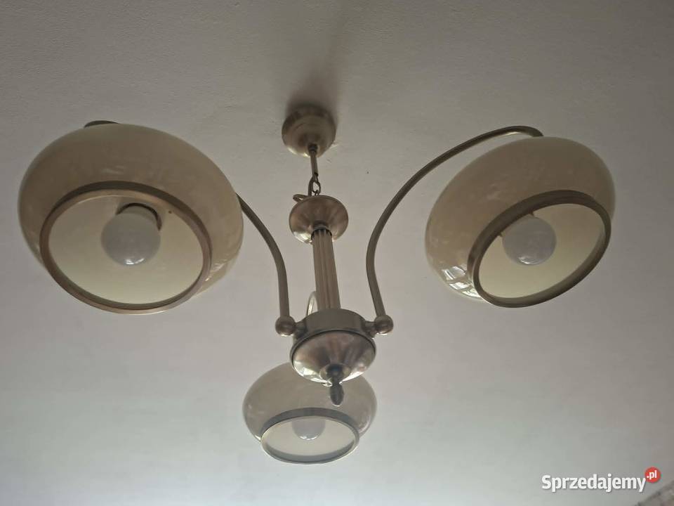 Żyrandol złoty patyna 3 klosze lampa małopolskie Kraków