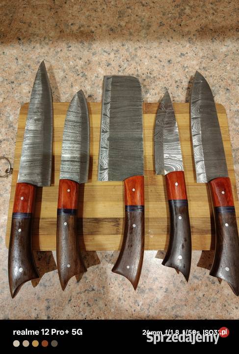 Komplet 6 noży damasceńskich handmade 312 warstw Noże i nożyce kuchenne Ostrów Mazowiecka