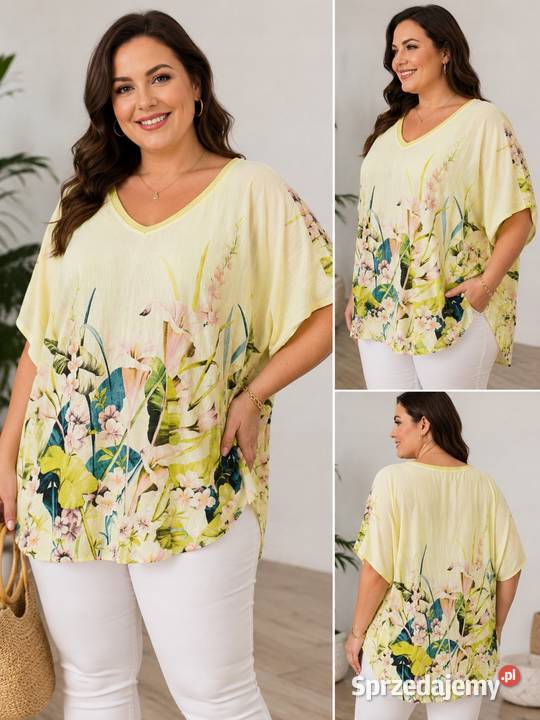 Tunika damska PLUS SIZE z kwiatowym nadrukiem kolorowy Pątnów