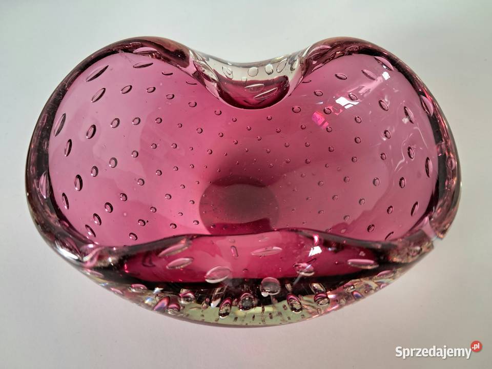 Włoska patera miseczka Murano Bullicante Serce Porcelana i szkło