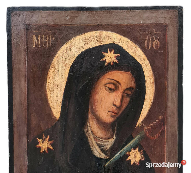 Ikona Matka Boża Bolesna XIXw 0139 Malarstwo Warszawa