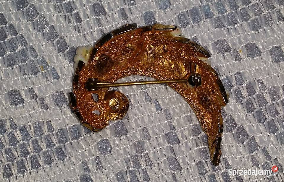 Angielska stara broszka rogalik Ozdoby Ochojno