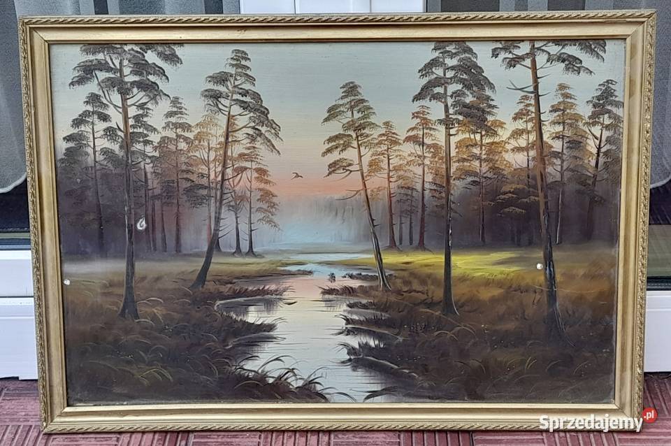 rozlewiskiem olej na desce złota rama Antyki, Sztuka, Kolekcje Iłża