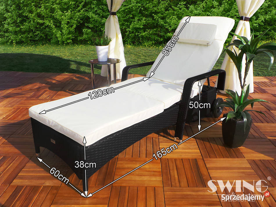 LEŻAK LEŻANKA OGRODOWA TECHNORATAN KOLOR CZARNY tworzywo sztuczne Meble ogrodowe