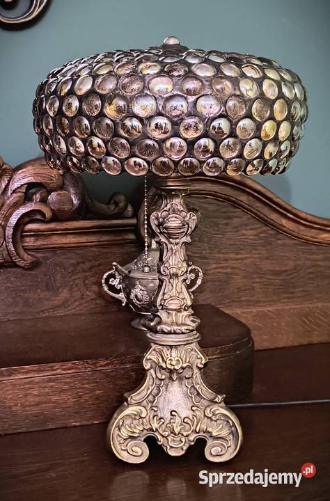 Piękna lampa witrażowa mosiądz szklane kaboszony wielkopolskie Wysoka sprzedam