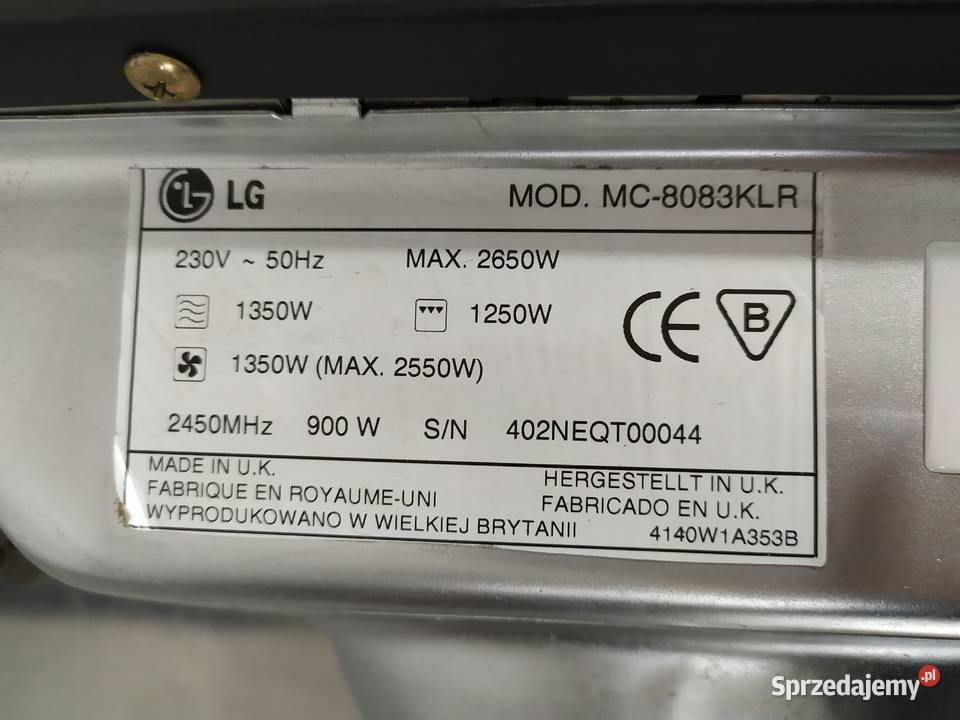 Kuchenka mikrofalowa LG MC8083KLR wielofunkcyjna Gastronomia mazowieckie Kazuń Polski sprzedam