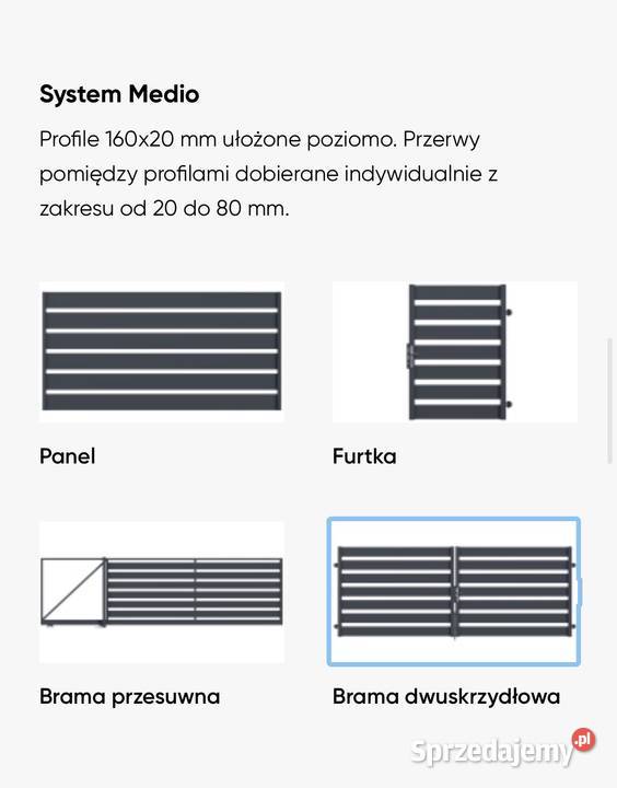 Przęsło ogrodzeniowe stalowe LARGO 200X20mm małopolskie