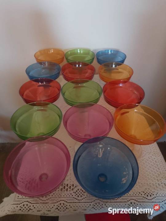 zestaw kolorowych misek pucharków 14 sztuk Legnica