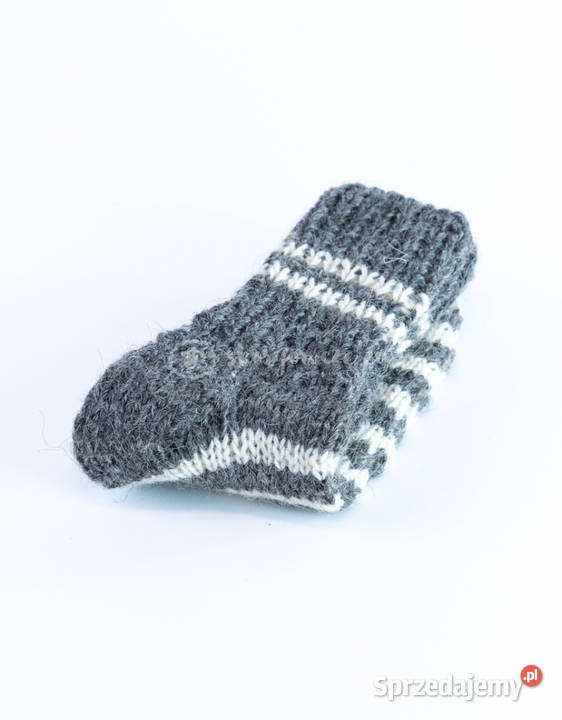 Wełniane skarpetki ciemno szare w białe paski Pozostałe Szaflary sprzedam