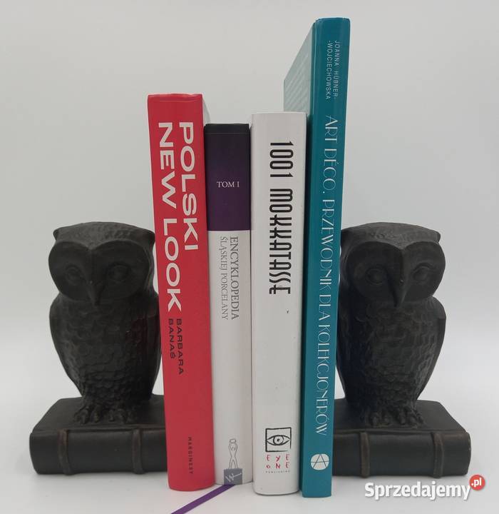 Dwie sowy ciężkie podpory pod książki Brąz Wrocław