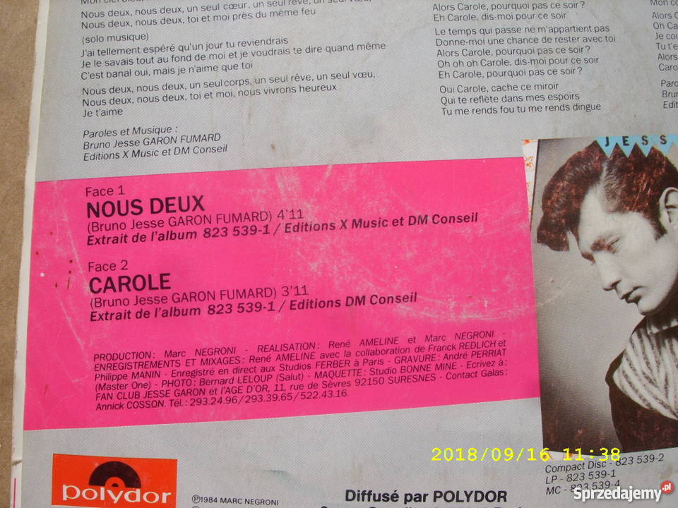 JESSE GARONNOUS DEUX Singiel winyl Wołów sprzedam