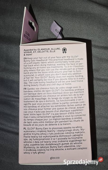 Opaska na włosy GLOV różowy króliczek Akcesoria do włosów Sosnowiec