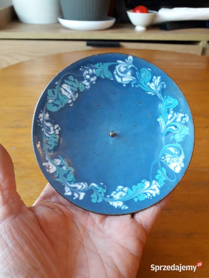 Stary świecznik pojedynczy emaliowany emalia PRL