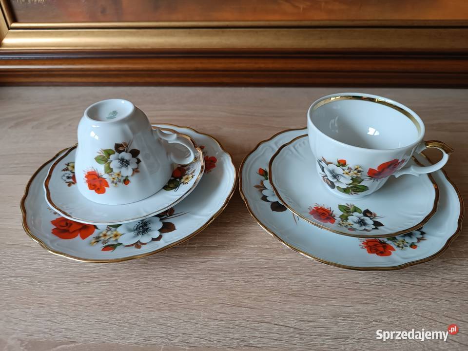 Filiżanki porcelanowe z talerzykami Gorlice