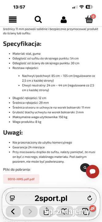 Drążek do podciągania HM Spremium Pull Up Bar Łódź