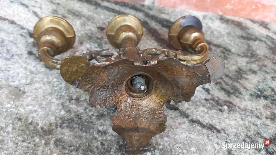 Świecznik mosiężny metalowy na 3 świeczki 755 Gawroniec