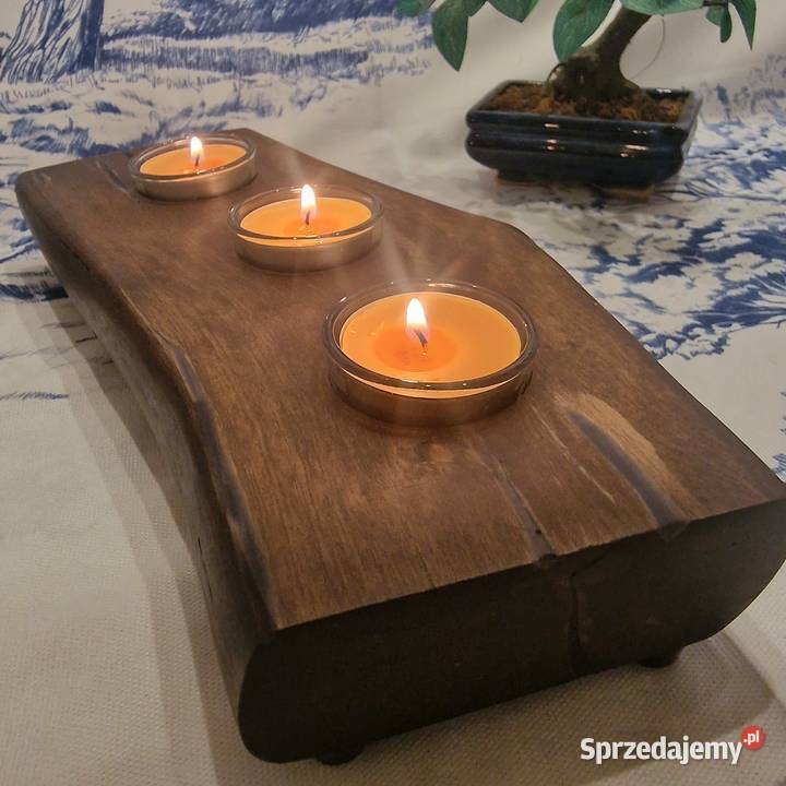 Świecznik bukowy Premium DeepWax żywica szkło Sępopol