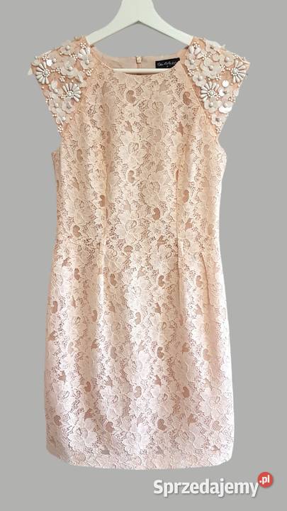 Damska sukienka koronkowa pudrowy róż na Ołówkowa  Spódnice i sukienki Chrzanów sprzedam