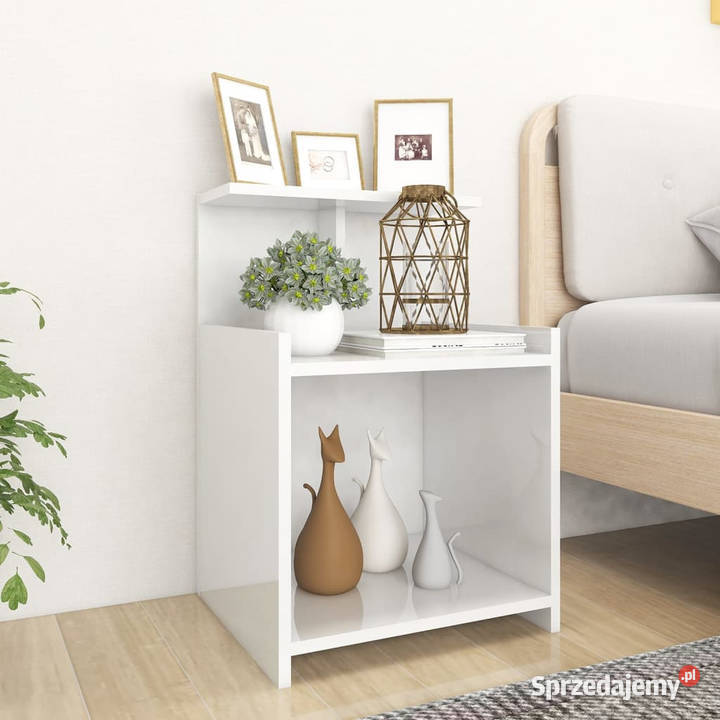 Szafka nocna biała wysoki połysk 40x35x60
