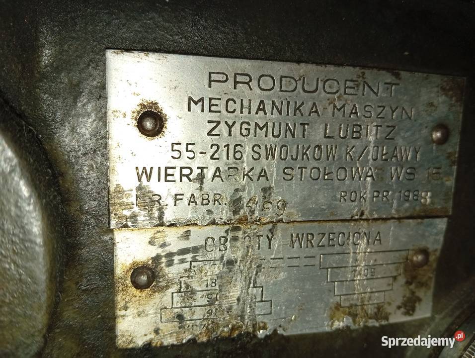 Wiertarka stołowa polska ws 15 słupowa kolumnowa Majdan Krasieniński