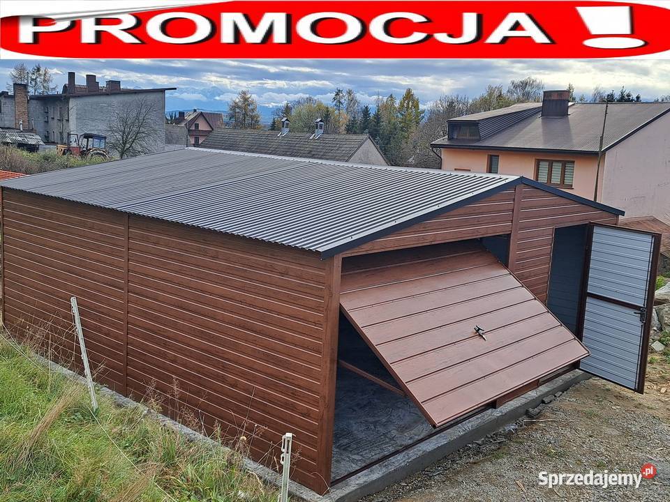 Garaż blaszany 9x6 struktura drewna PRODUCENT