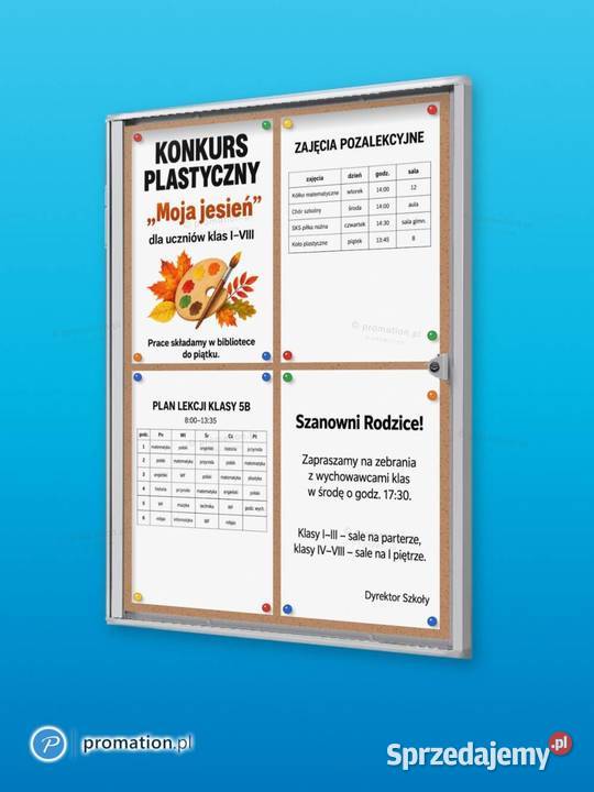 Gablota informacyjna korkowa 3xA4 zamykana Sklep małopolskie Kraków sprzedam