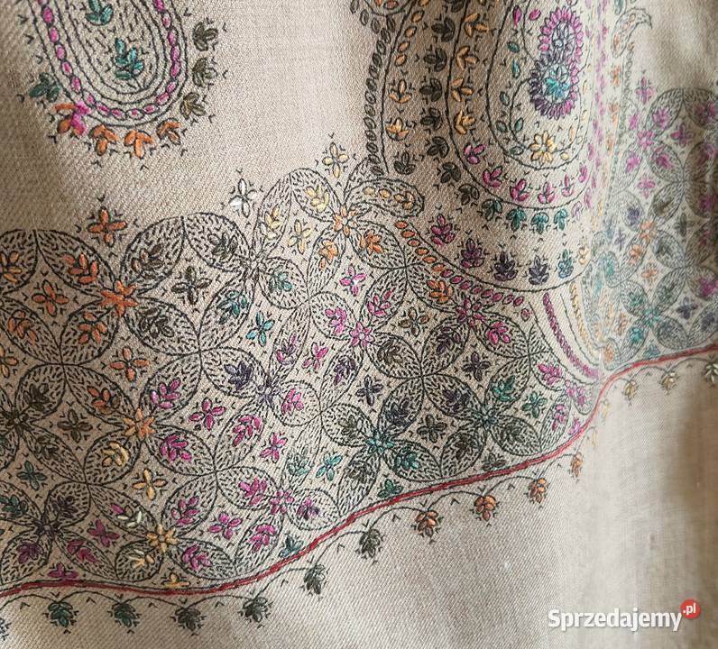 Duży szal orientalny indyjski haftowany haft Szczecin