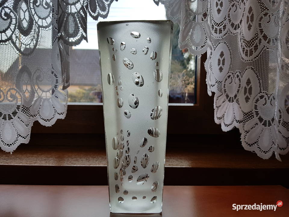 Mrożony wazon Krople Rosy Hortensja szkło PRL Porcelana i szkło Dąbrowa Górnicza sprzedam