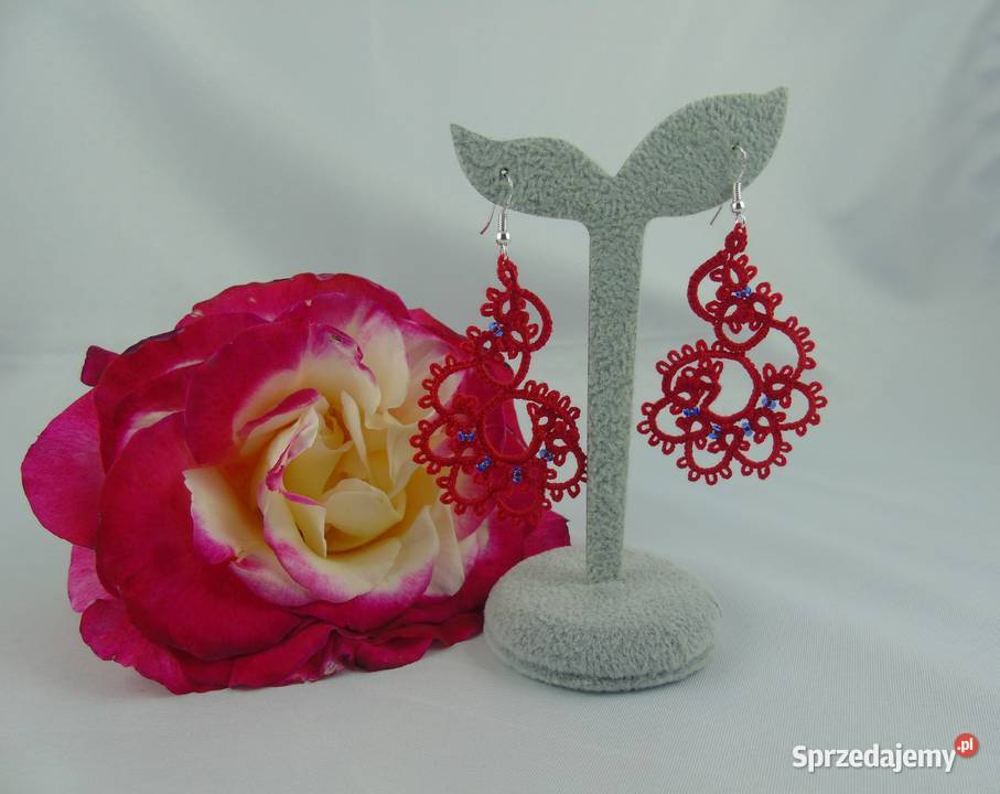Kolczyki frywolitkowe Wiśniowa