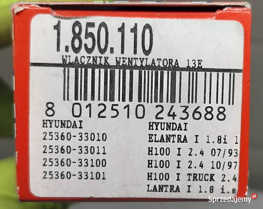CZUJNIK WENTYLATORA CHŁODNICY HYUNDAI H100 osobowe dolnośląskie Mielęcin sprzedam