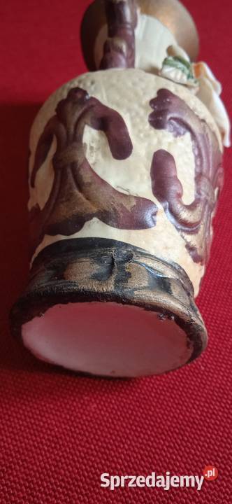 Mały stary flakonik z kamionki ręcznie malowany Świdnica