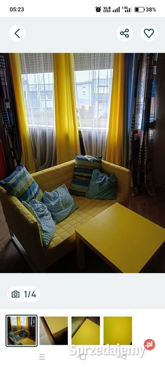Sofa Ikea żółta plus stolik plus zasłony komplet Witobel