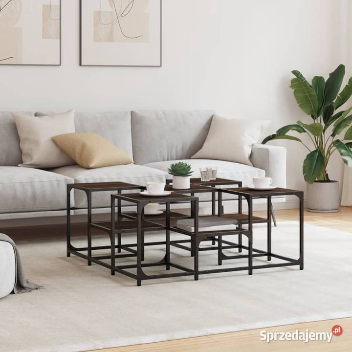 Stolik kawowy brązowy dąb 91x91x40 materiał mazowieckie