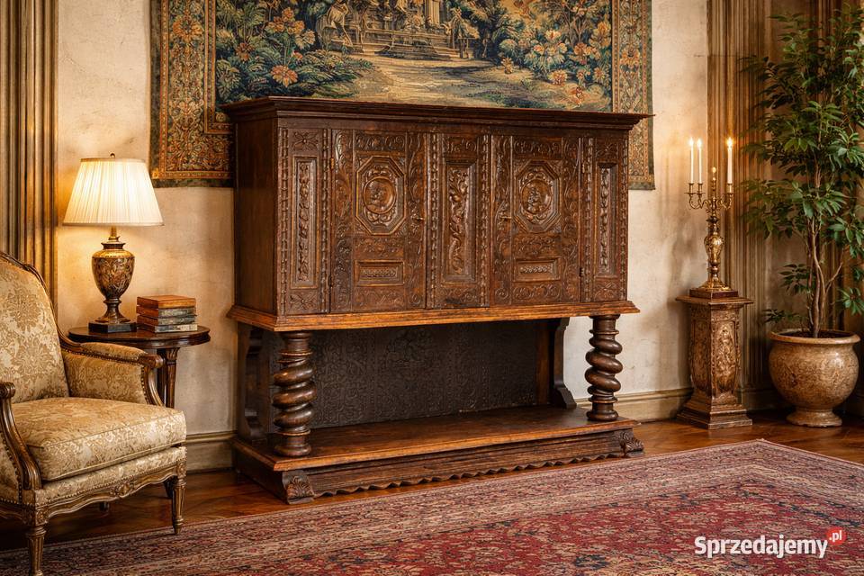 Monumentalny kredens renesansowy XVII w antyk Budno