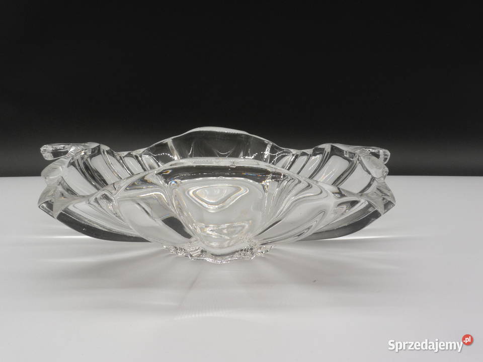 Szklana Patera z Uchwytami Styl Art Deco PRL Raszków
