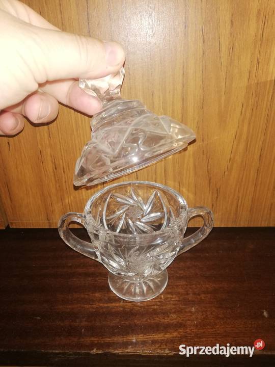 Przepiękny kryształ cukiernica z lat PRL Warszawa