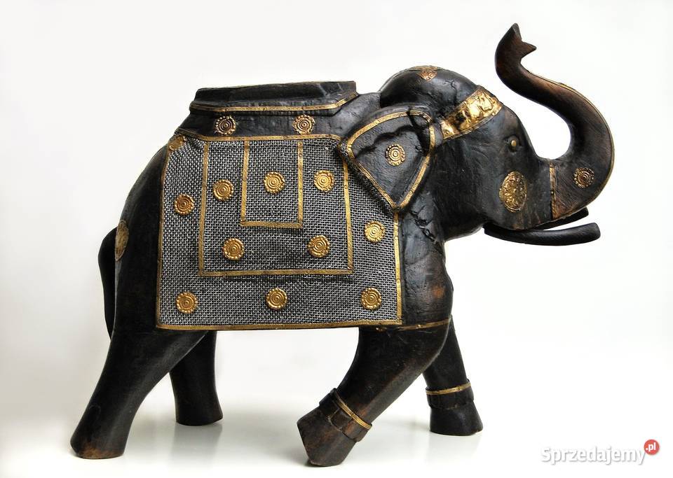 Duży słoń indyjski rzeźba drewno mango heban Lublin sprzedam