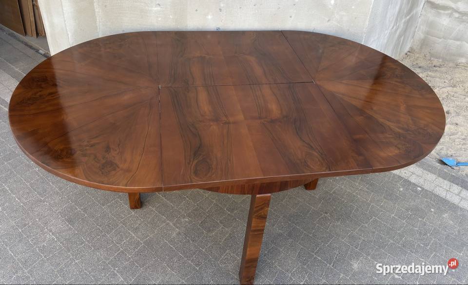 Stół Okrągły Orzech 120 Art Deco Rozkładany 120cm Wrocław