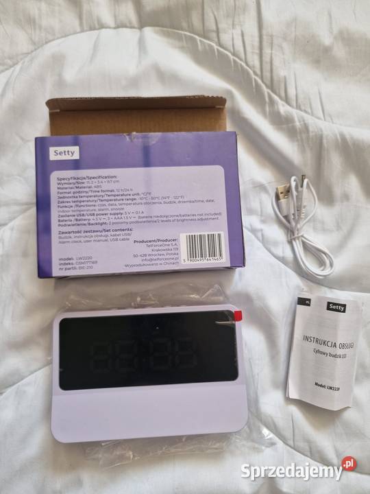 NOWY Budzik cyfrowy Setty z termometrem i Zegary