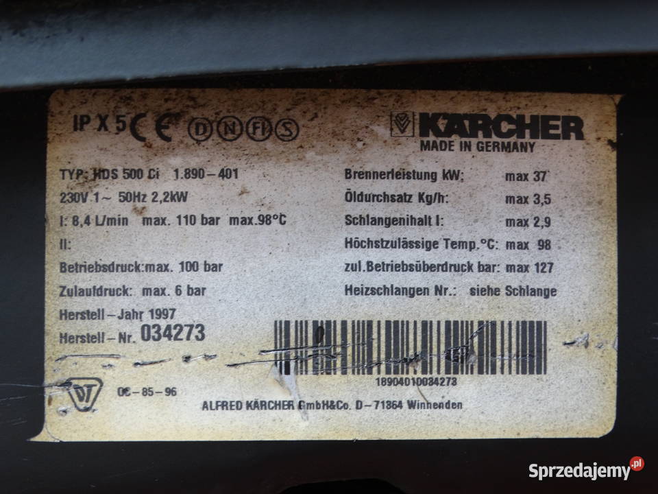 Myjka Ciśnieniowa Karcher HDS 500 Ci 230V gorąca Radom