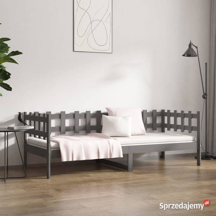 Łóżko dzienne szare lite drewno sosnowe 90x200 mazowieckie