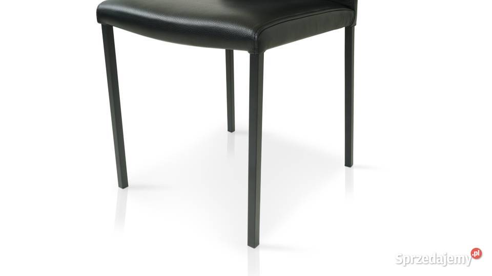 Krzesło PIRA Skóra Naturalna Czarna Nogi Stal Woźniki