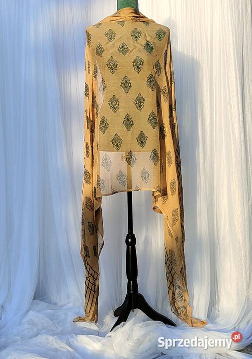 Duża chusta orientalna dupatta wzór boho żółta Szczecin