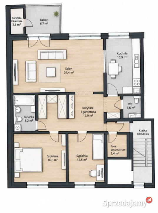 Ciche mieszkanie 34 pokojowe na strzeżonym balkon Warszawa sprzedam