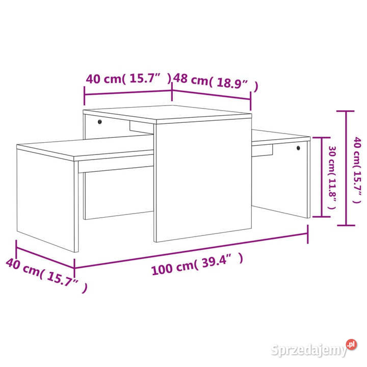 Stolik kawowy dąb sonoma 100x48x40 WM802915 mazowieckie