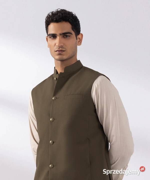 Kamizelka męska Nehru jacket L ciepły brąz Szczecin