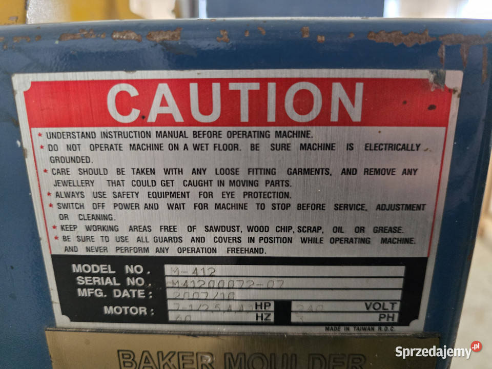 Grubościówka obrabiarka 4 stronna BAKER M412 Zielone Kamedulskie